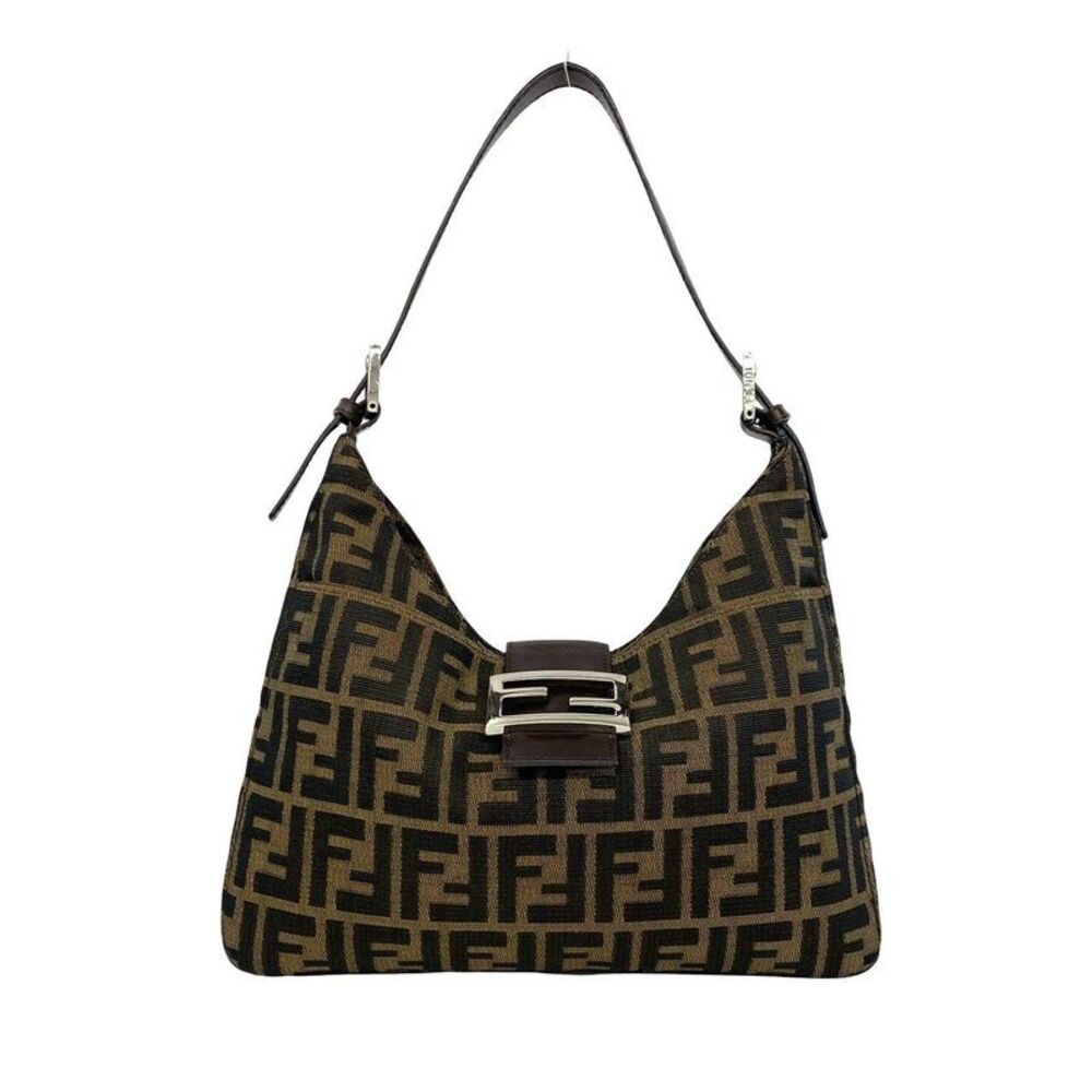Fendi Zucca Canvas Leather Shoulder Bag